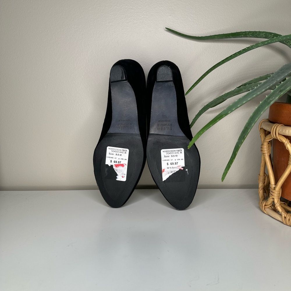 Eileen Fisher Black Suede Wedge Heels Vero Cuoio Made in Italy NWT Size 9.5 - Picture 5 of 13